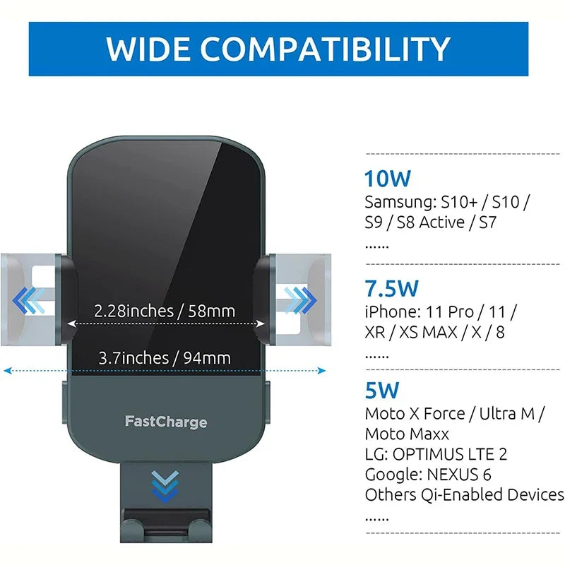 Support Téléphone Voiture avec Chargeur Sans Fil 15W